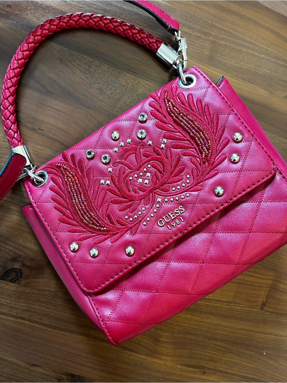 Red Guess Alessia Signature Purse Bag